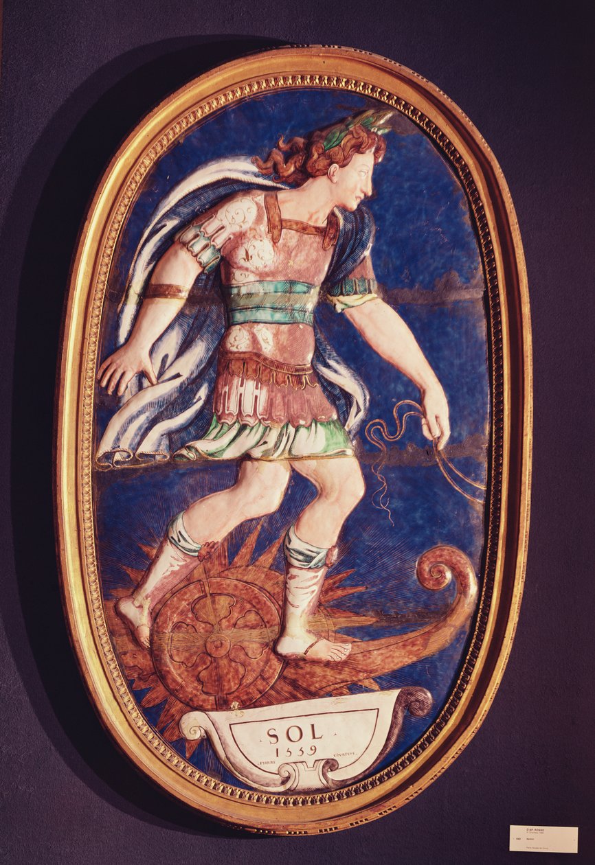 Plakett föreställande Apollon, 1559 (målad emalj) av Pierre I Courteys