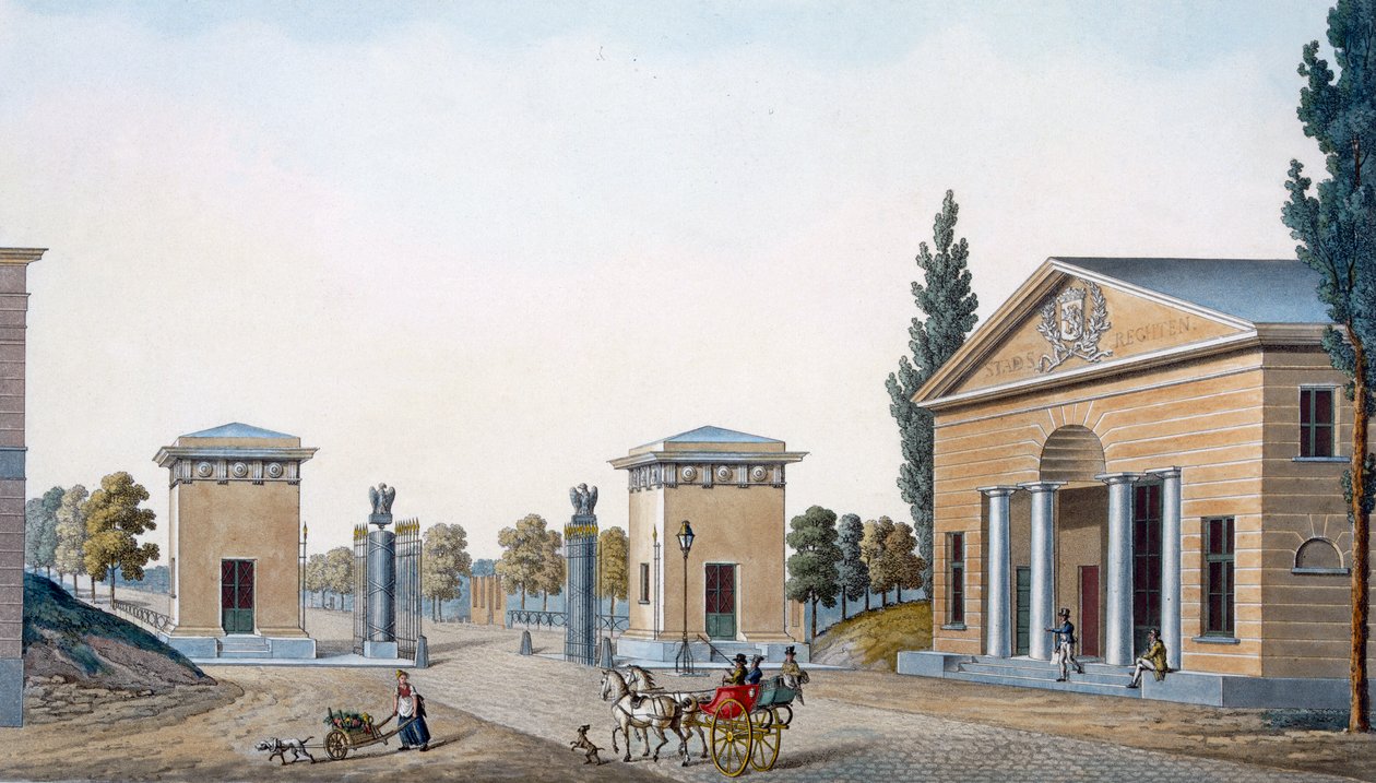 Porten till Courtray, Gent, från "Val av de mest anmärkningsvärda monumenten, byggnaderna och husen i kungariket Nederländerna", publicerad 1827 av Pierre Jacques Goetghebuer