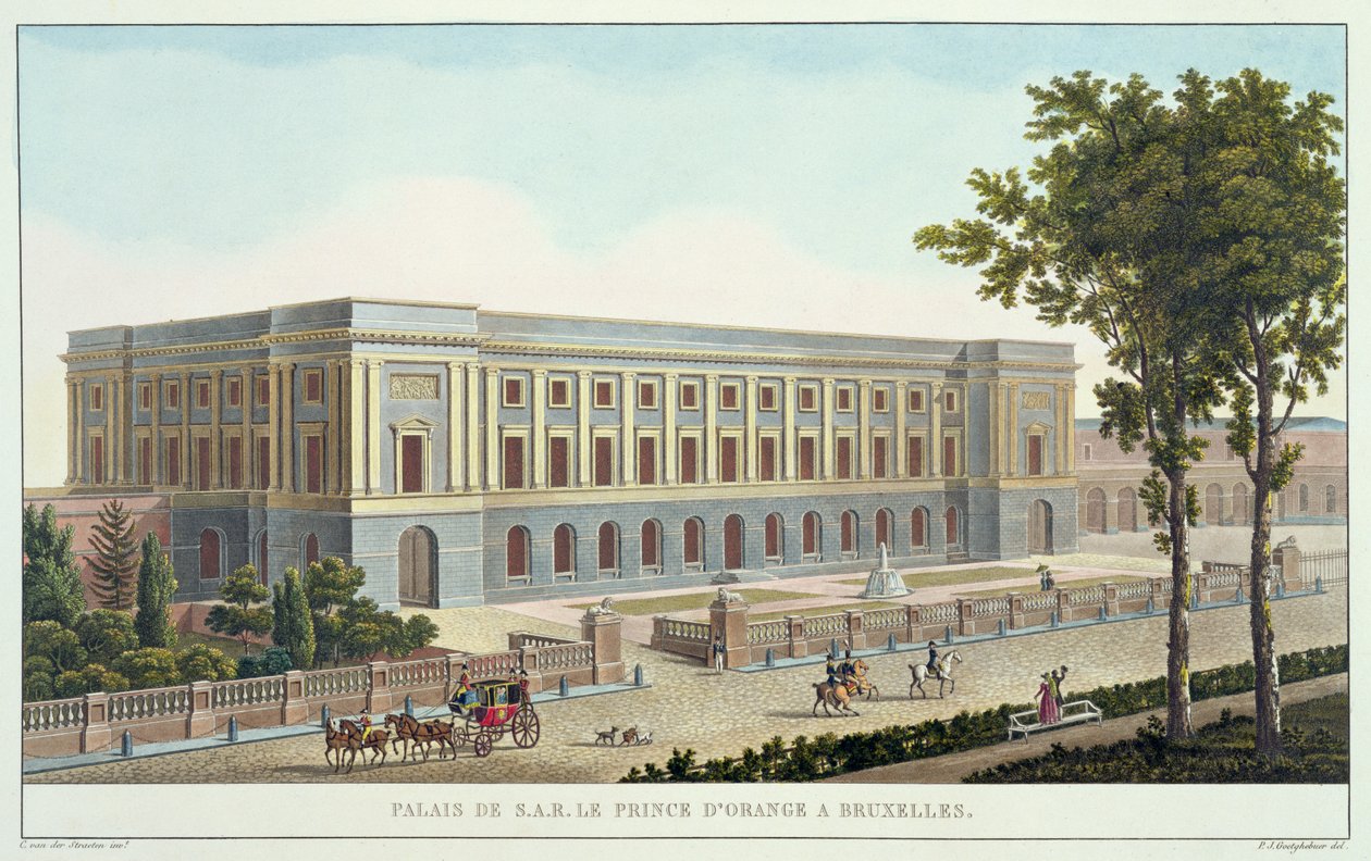 Prinsens palats av Orange, Bryssel, från valet av de mest anmärkningsvärda monumenten, byggnaderna och husen i kungariket Nederländerna av Pierre Jacques Goetghebuer (1788-1866), graverad av Charles van av Pierre Jacques after Goetghebuer