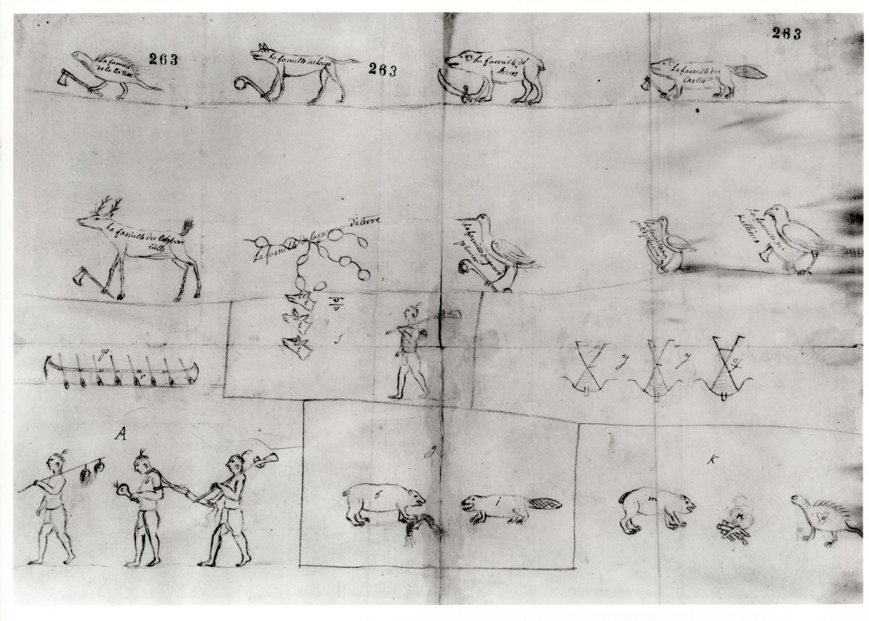 Iroquois piktogram, 12 juli 1666 av Pierre Joseph Chaumonet