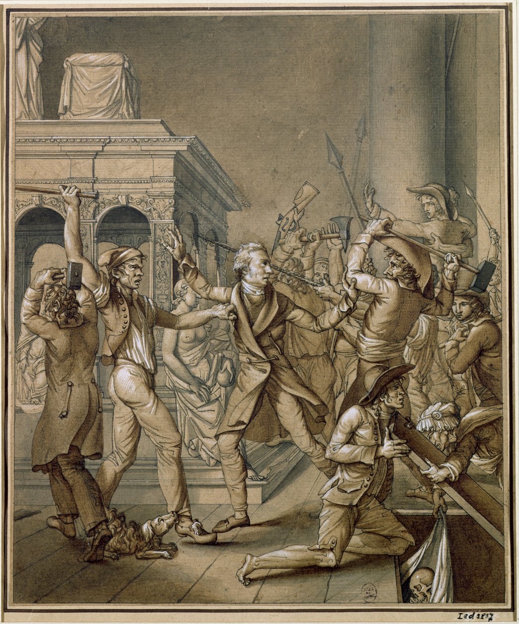 Alexandre Lenoir (1761-1839) motsätter sig förstörelsen av den franska monarkins kungliga gravar i Saint-Denis-kyrkan av Pierre Joseph Lafontaine
