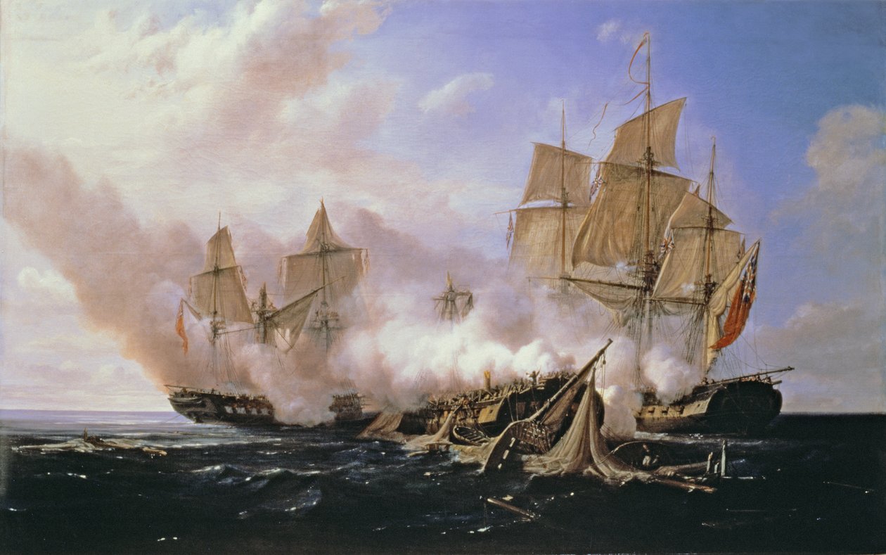 Striden mellan fregatten "Pomone" och de engelska fregaterna "Alcestis and Active", 29 november 1667, 1811 av Pierre Julien Gilbert