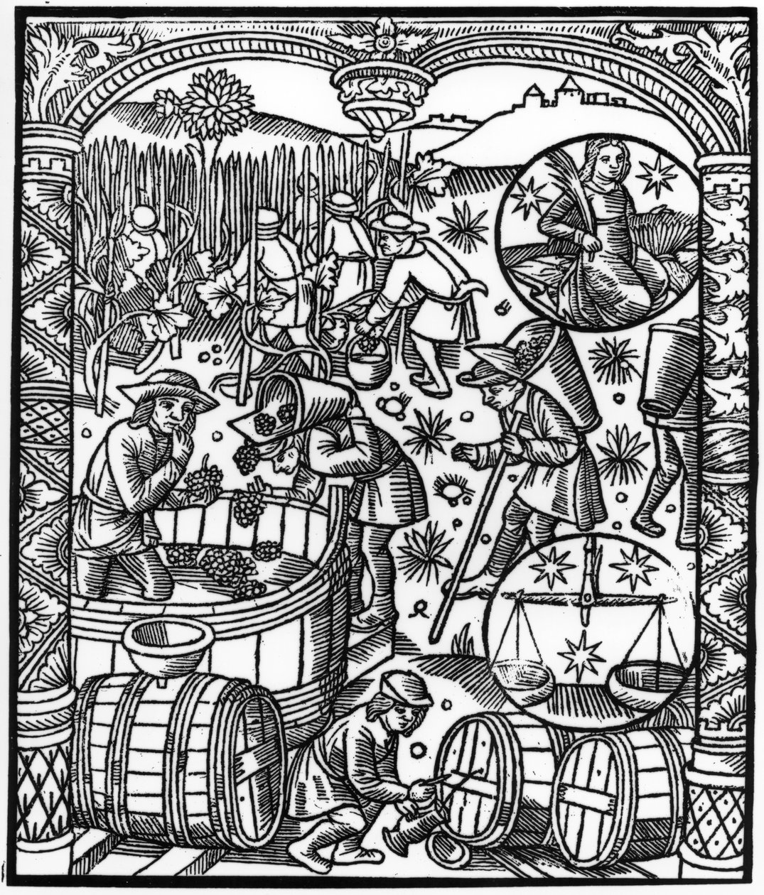 September, från "Almanach des Bergers", 1491 (xylografi) av Pierre Le Rouge