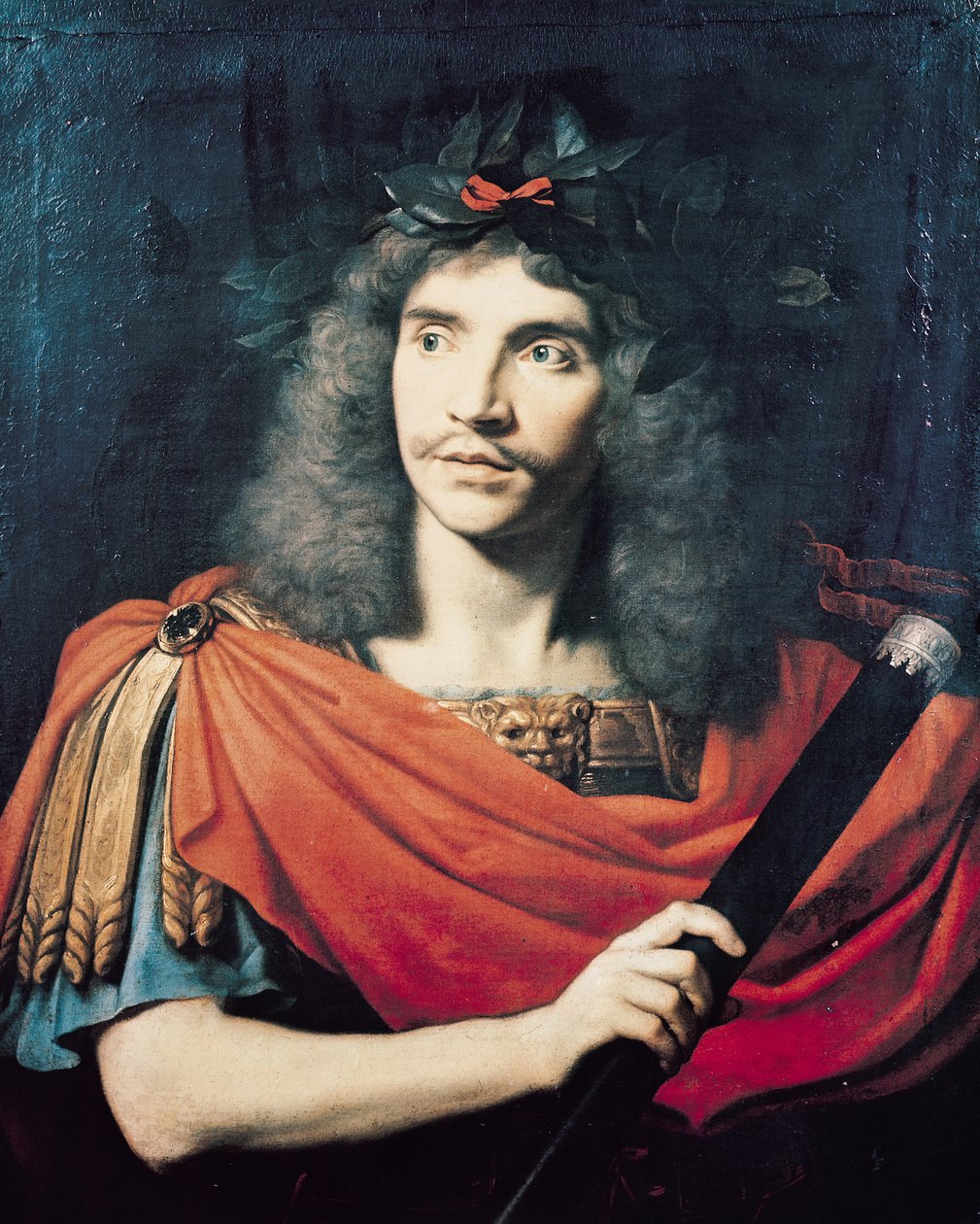 Moliere i rollen som Caesar i Pompejus död av Pierre Mignard
