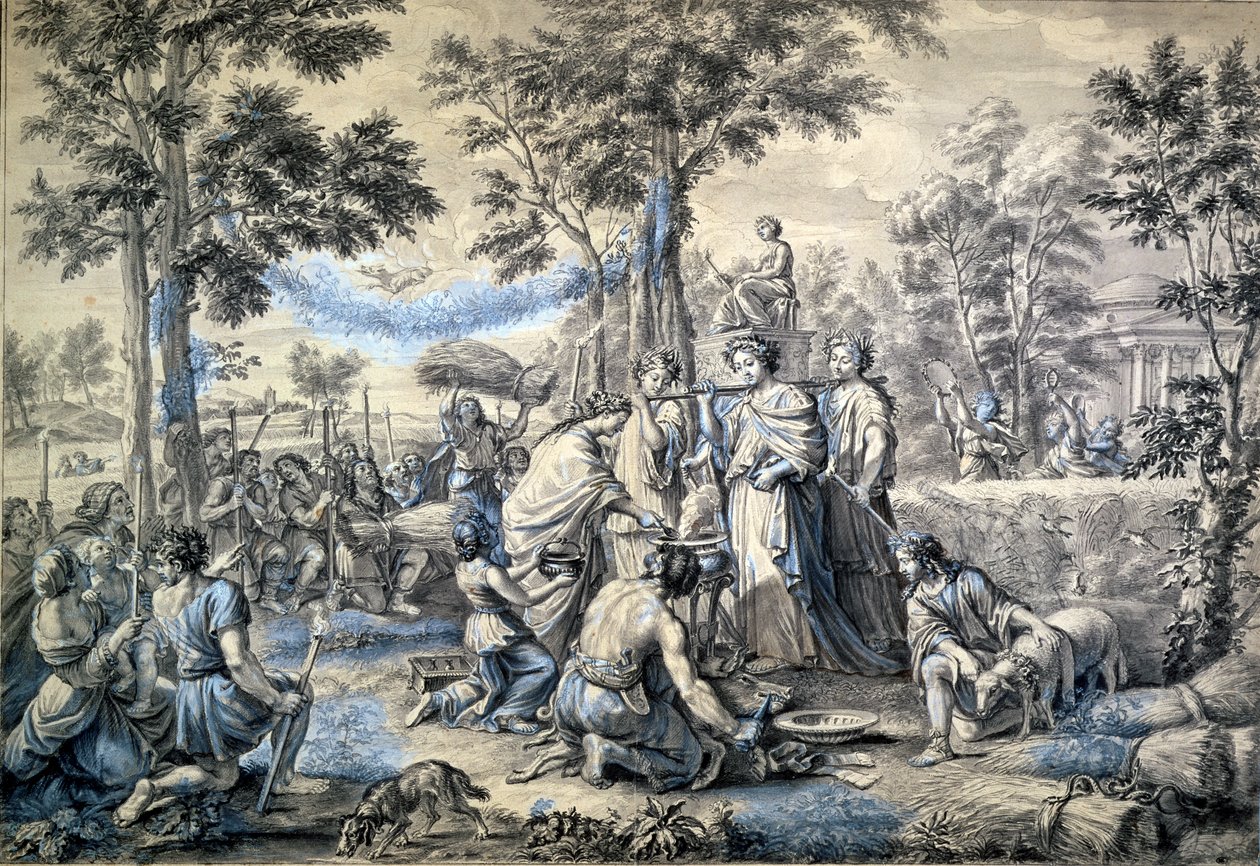 Sommar, studera för en av en serie gobelänger tillverkade på Gobelins gobelängfabrik av Pierre Mignard