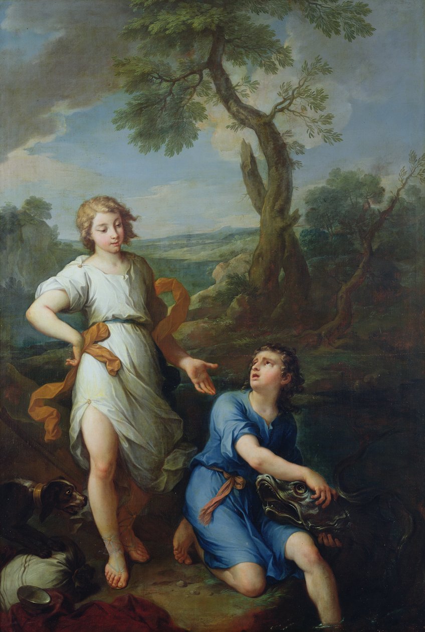 Fångst av fisken i floden Tigris av den unge Tobias, 1733 av Pierre Parrocel