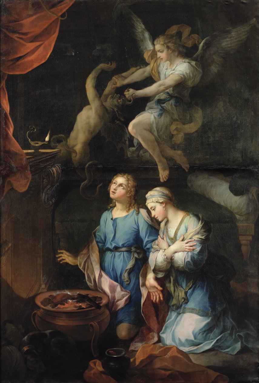 Tobias och Sarahs äktenskap. Den första natten, 1733 av Pierre Parrocel