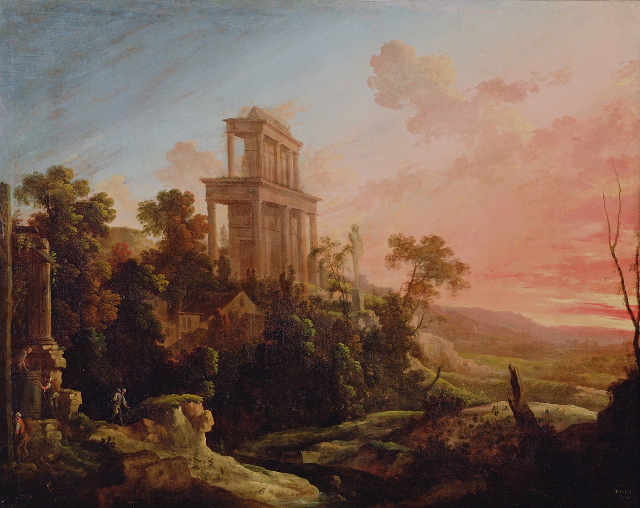 Mandhari yenye Jua la Kuzama, 1705 swed av Pierre Patel