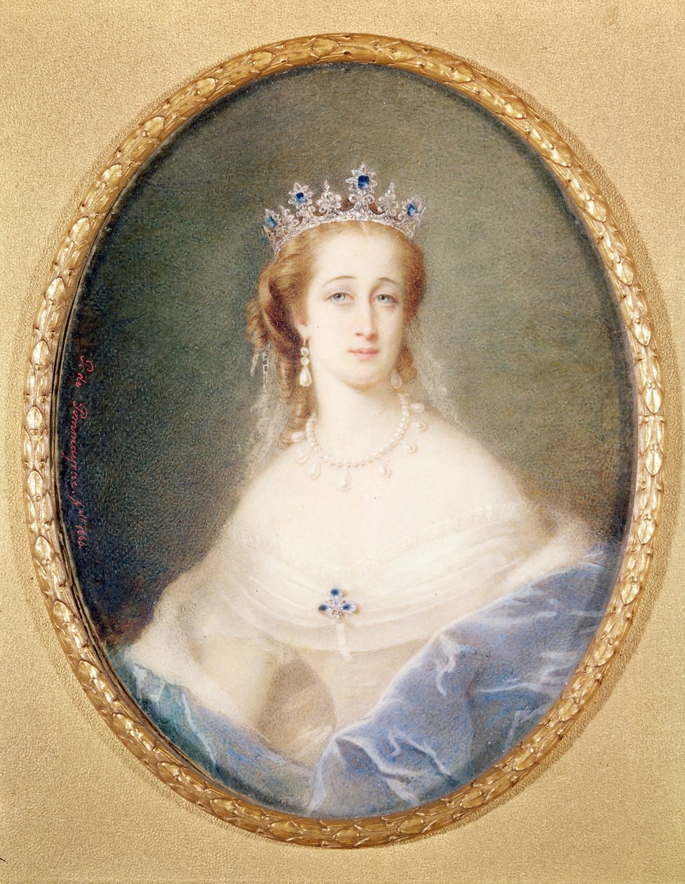 Porträttminiat av kejsarinnan Eugenie (1826-1920), 1860 av Pierre Paul Emmanuel de Pommayrac