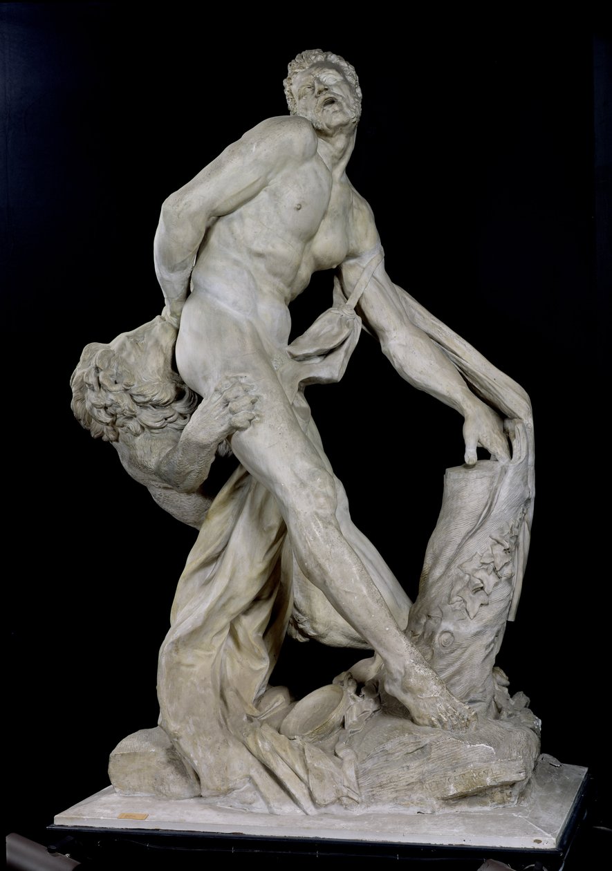 Milo av Croton attackerad av ett lejon (gips) (se även 91045) av Pierre Puget