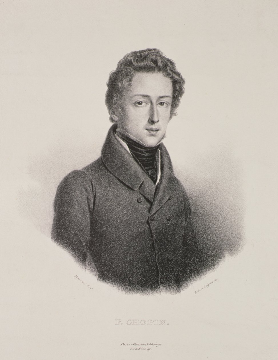 Frederic Chopin (1810-49) graverad av Gottfried Engelmann (1788-1839) 1833 av Pierre Roch Vigneron