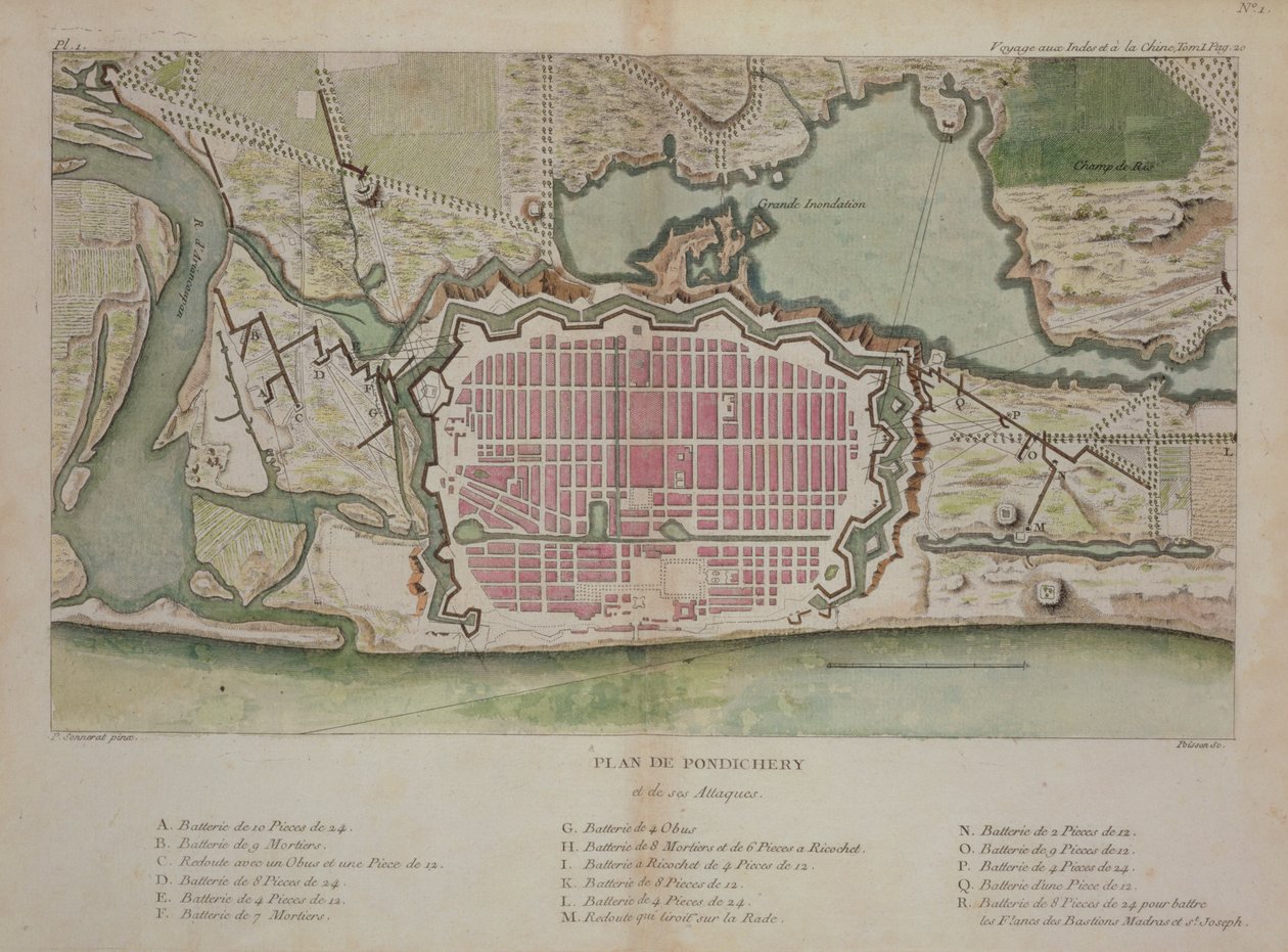 Plan av Pondicherry, från 