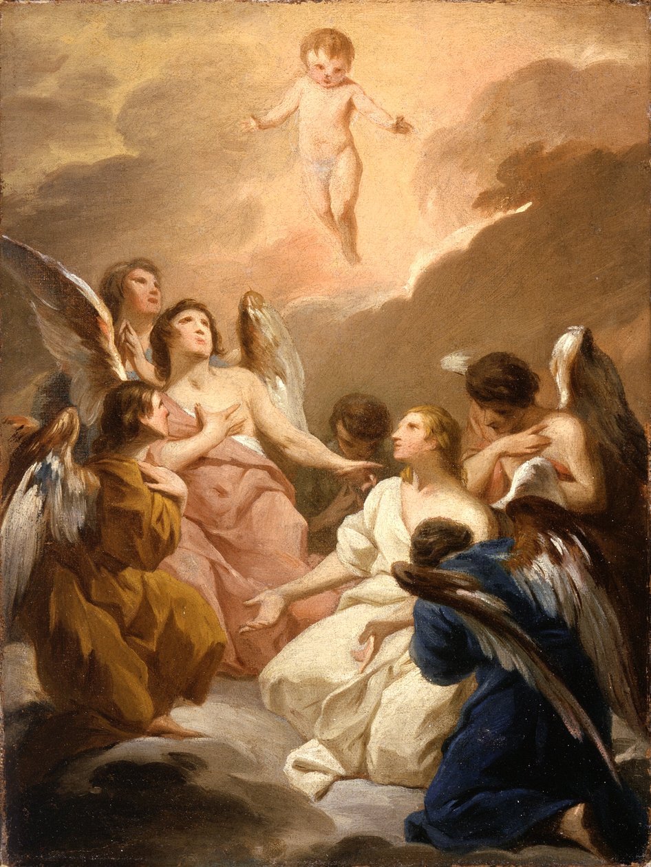 Sju änglar som tillber Kristusbarnet, ca 1730-40 av Pierre Subleyras