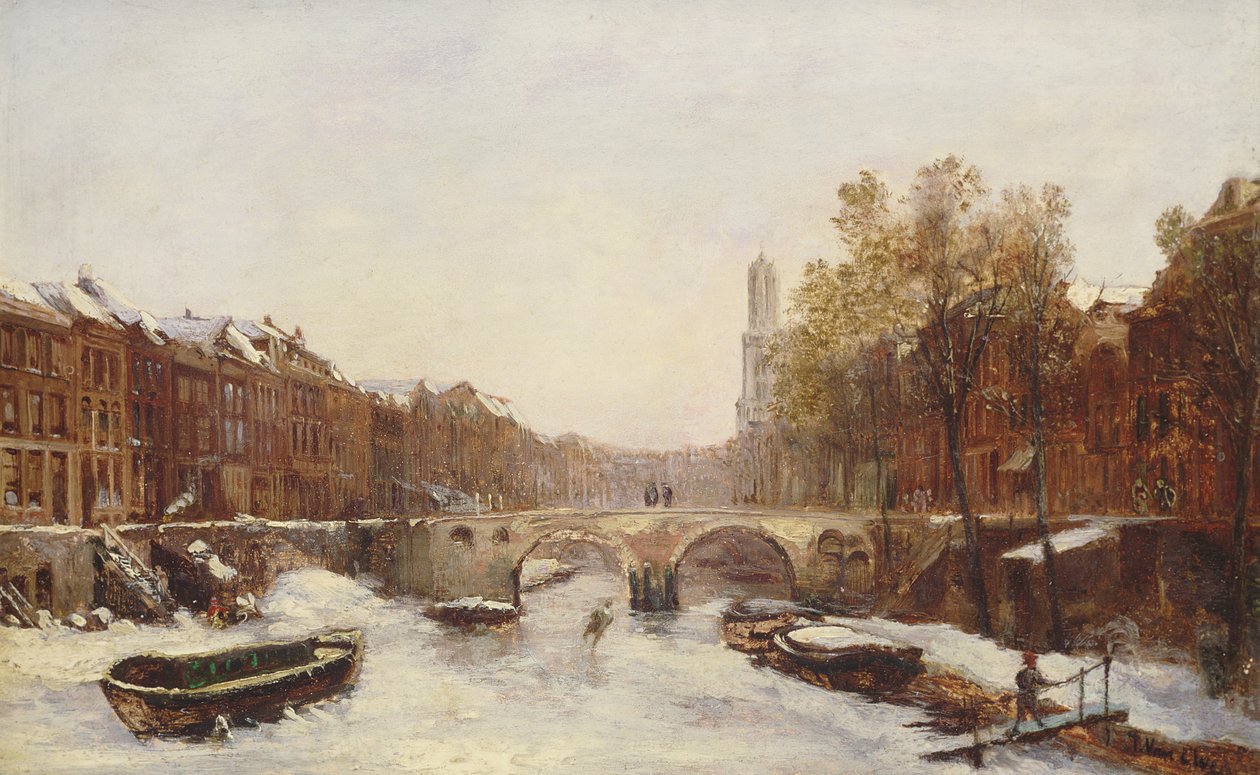 Dutch Town in Winter (olja) av Pierre Tetar van Elven