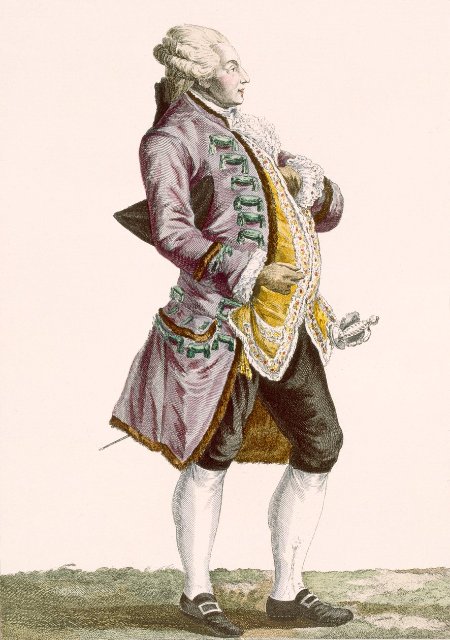 Gentleman i culottes och tailed jacka, graverad av Dupin, skylt nr.71 från 