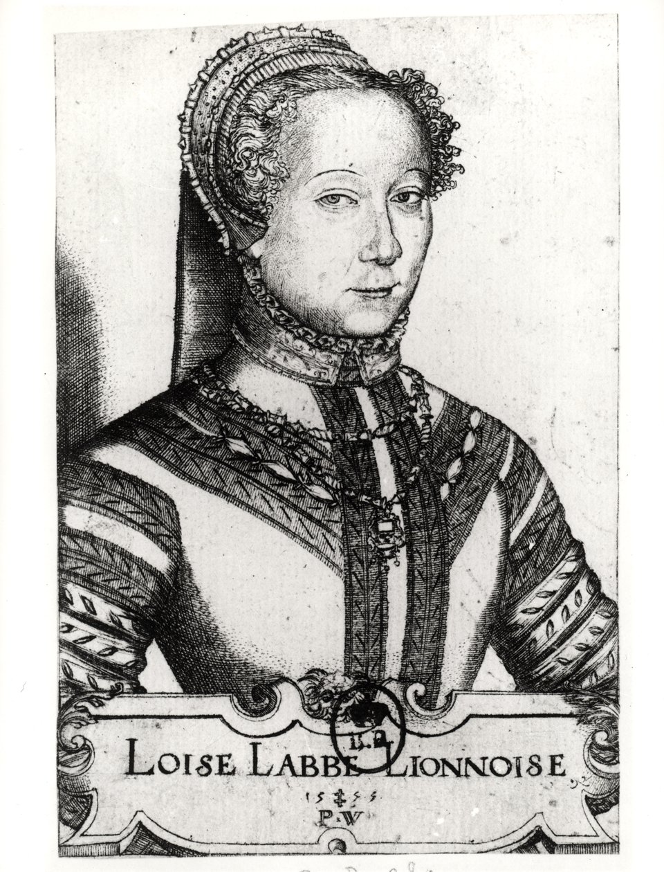 Louise Labe (ca 1524-66) La Belle tailpiece, 1555 av Pierre Woeiriot de Bouzey
