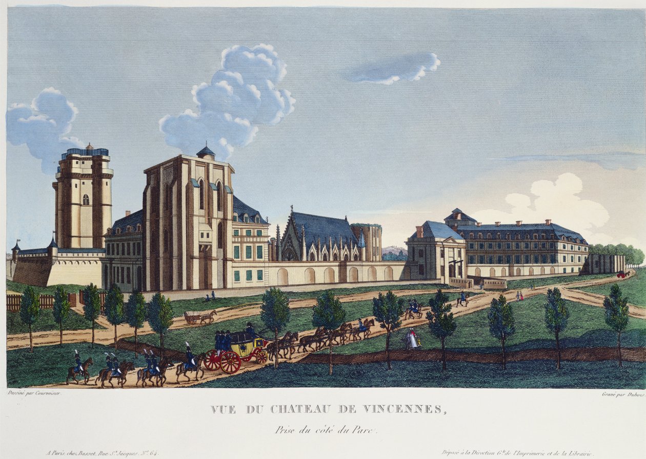 View of the Chateau de Vincennes, c.1820 (colour engraving) av Pierre after Courvoisier