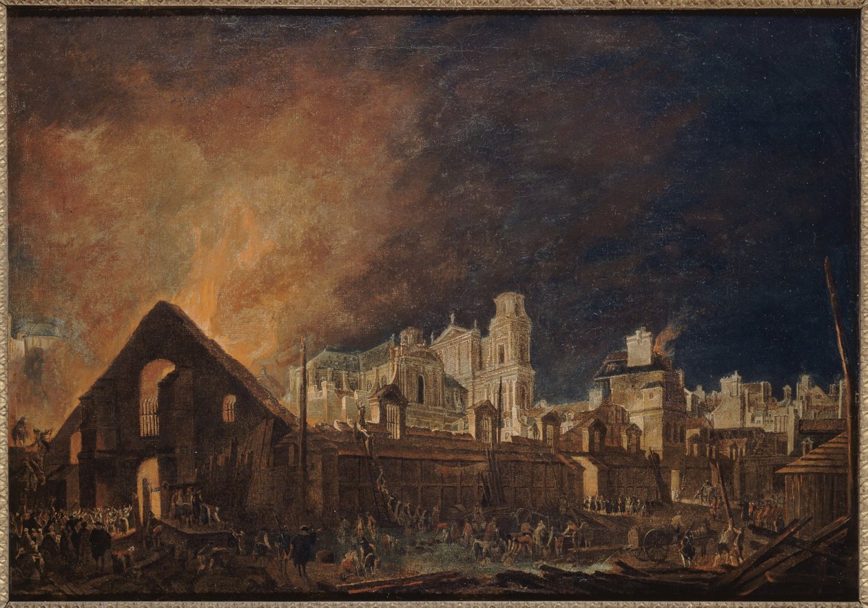 La Foire Saint-Germain under branden (natten mellan den 16-17 mars) av Pierre Antoine Demachy