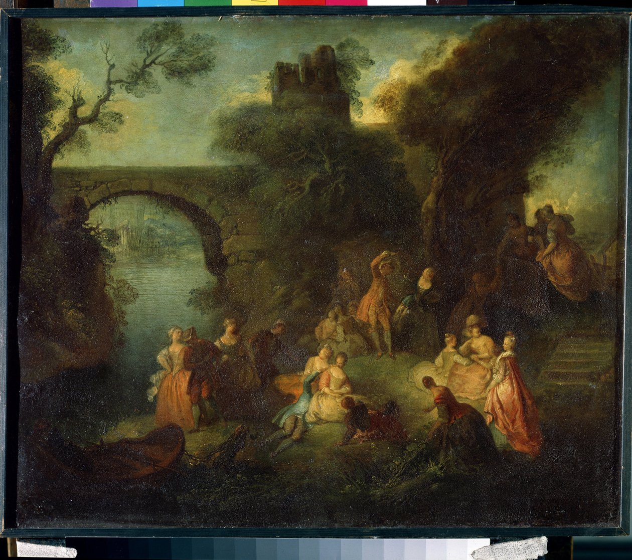Dansa nära floden (Dance at the river). Målning av Pierre-Antoine Quillard (Pierre Antoine Quillard av Pierre Antoine Quillard