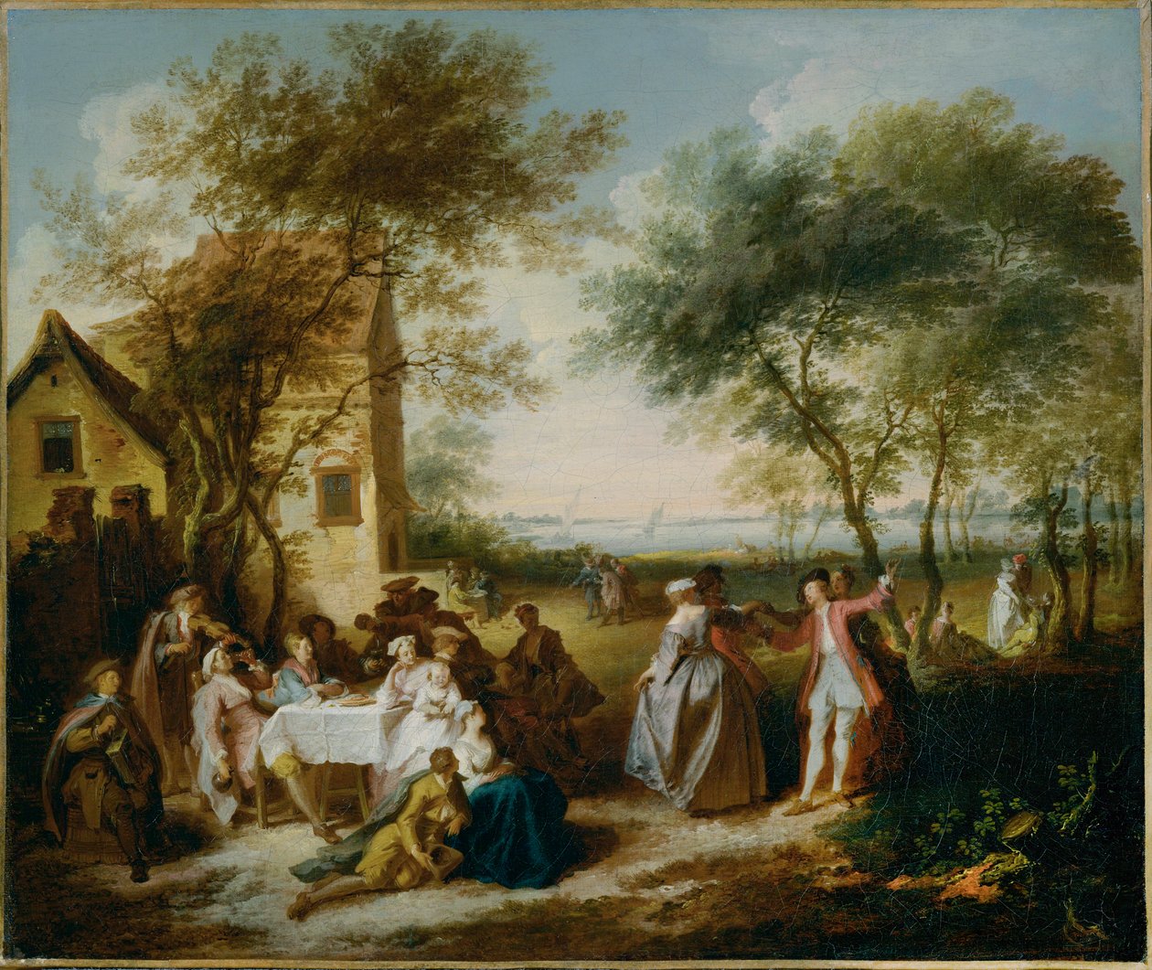 Fete champetre - Lantlig festival ... (målning på duk) av Pierre Antoine Quillard