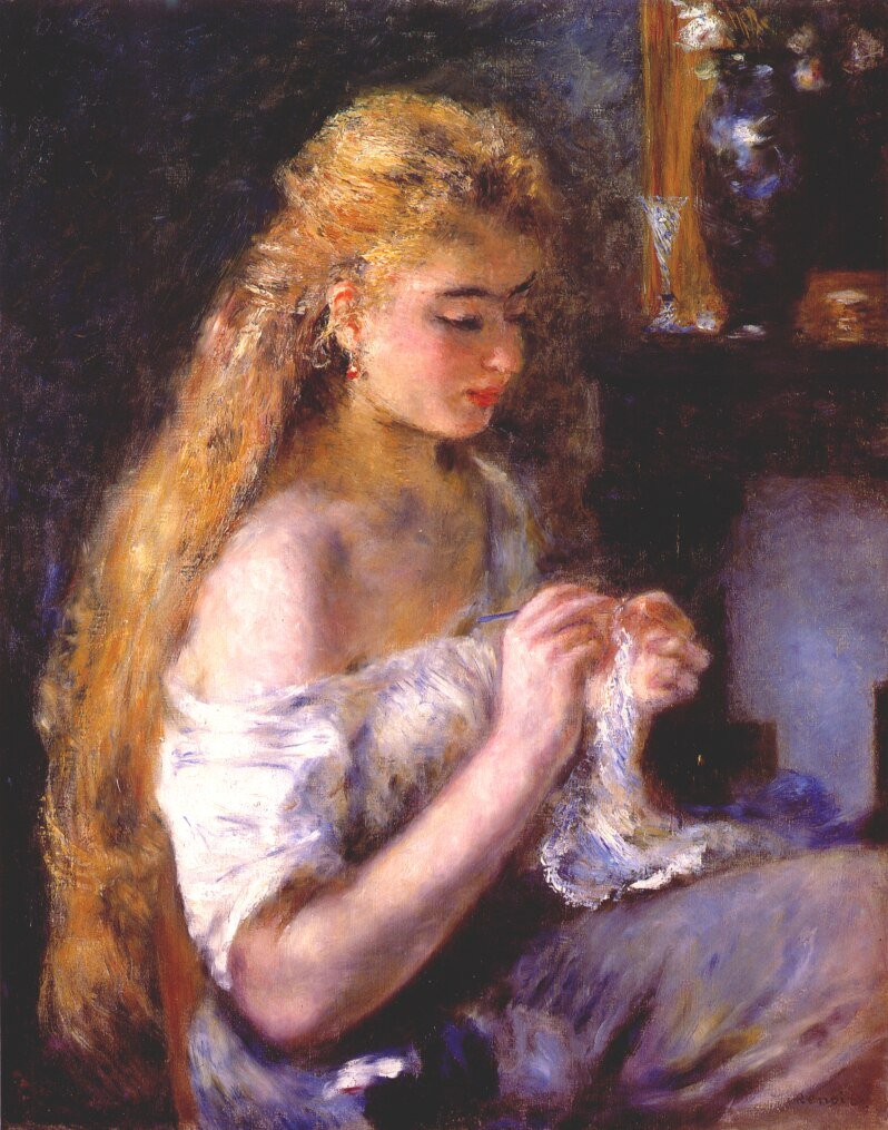  Girl crochetingnEspanol: Muchacha tejiendon av Pierre Auguste Renoir