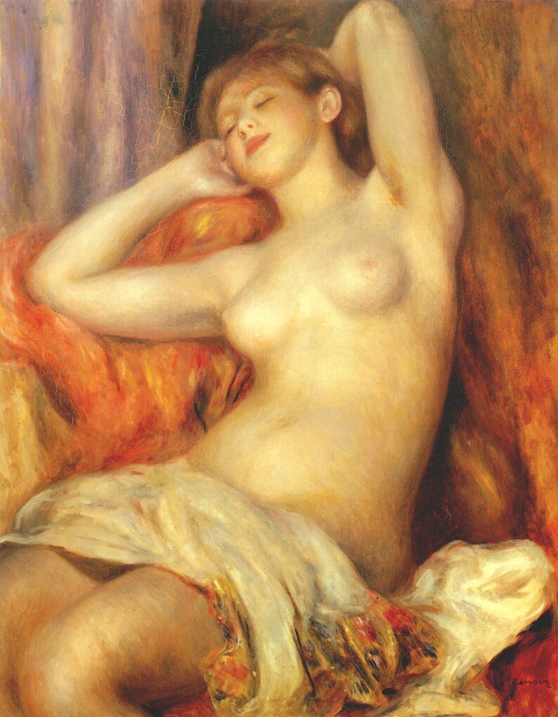 Sleeping woman Gabrielle Renard   av Pierre Auguste Renoir