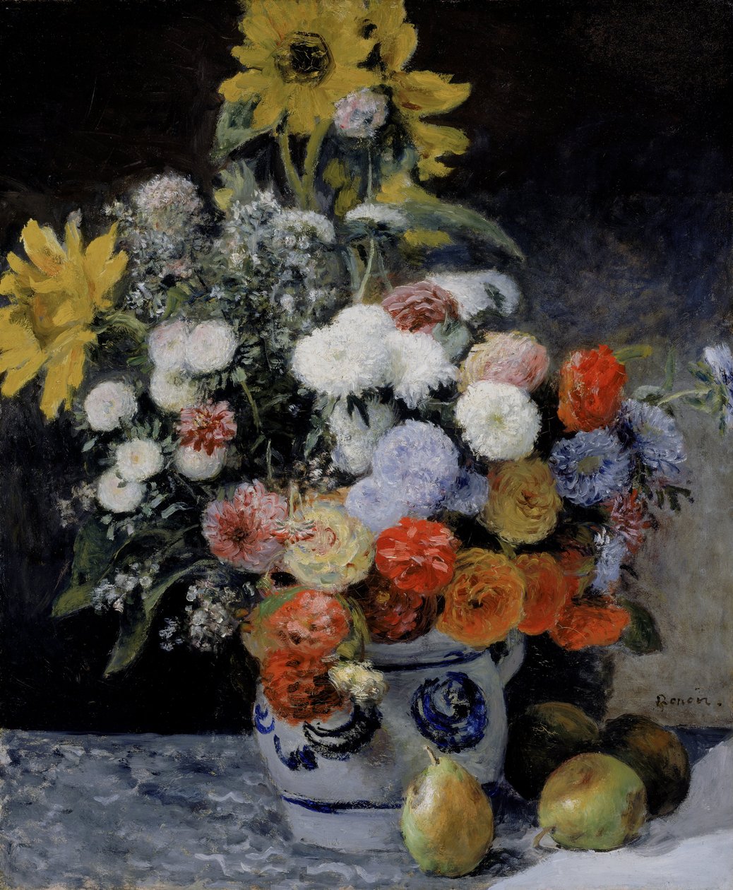 Blandade blommor i en lerkruka av Pierre-Auguste Renoir