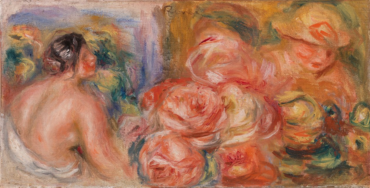 Rosor och små naken (Roses et petit nu) av Pierre-Auguste Renoir