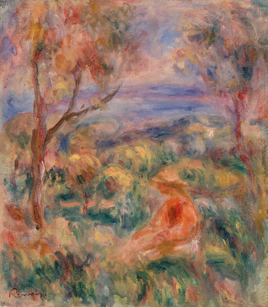Sittande kvinna med havet i fjärran (Femme assise au bord de la mer) av Pierre-Auguste Renoir