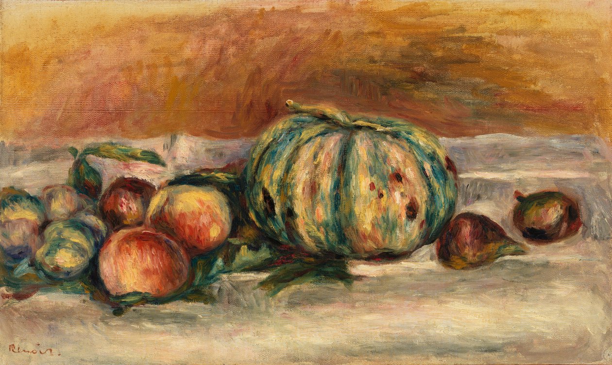 Stilleben med melon (Nature morte au melon) av Pierre-Auguste Renoir