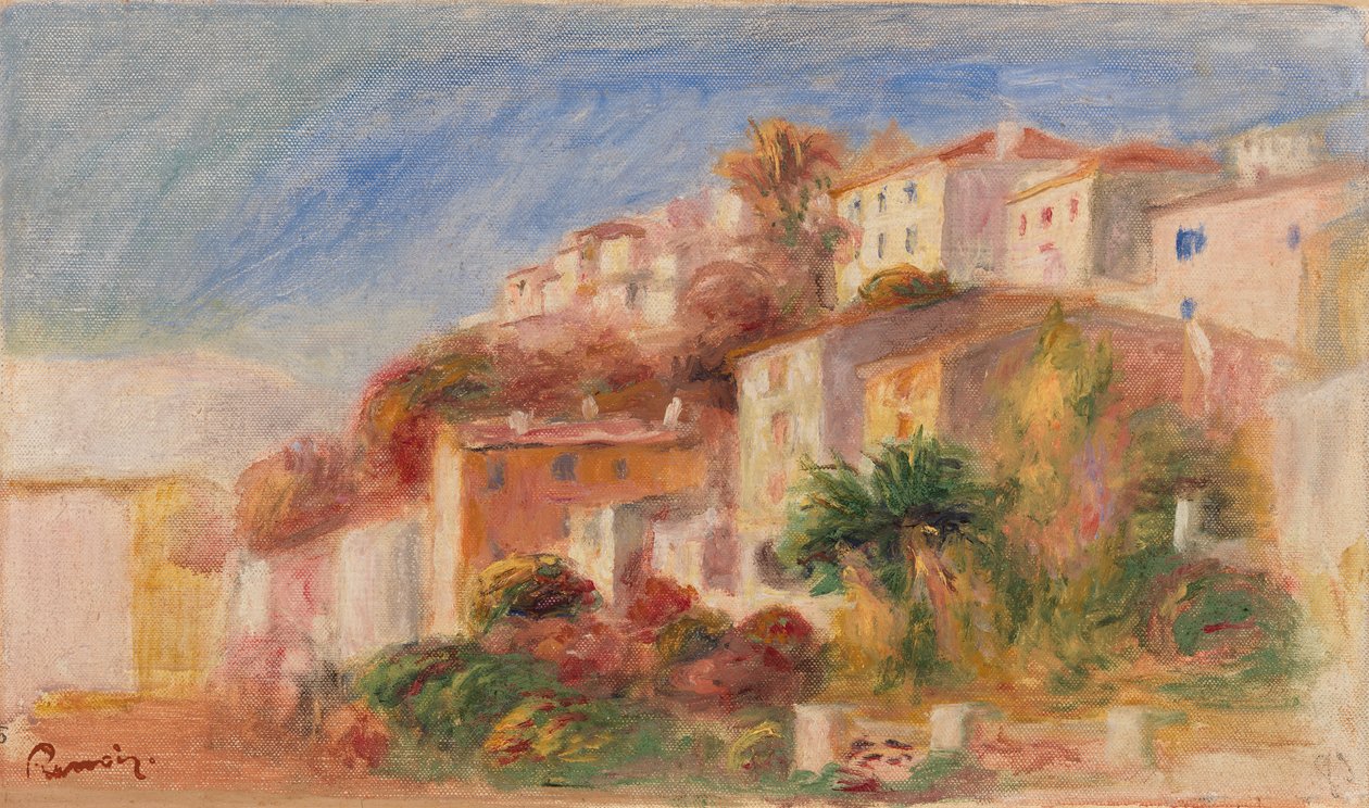Utsikt från trädgården på postkontoret, Cagnes av Pierre-Auguste Renoir