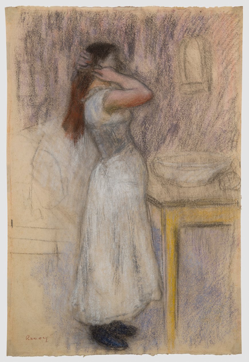 Ung kvinna vid sin toalett av Pierre-Auguste Renoir