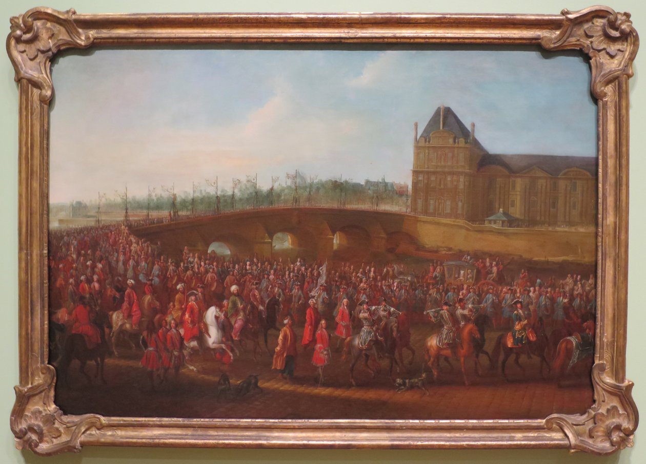 Det turkiska sändebudet Mehmet Efendi lämnar Tuilerieträdgården efter en audiens med den franske kungen Louis XV i Paris 1721. av Pierre Denis Martin