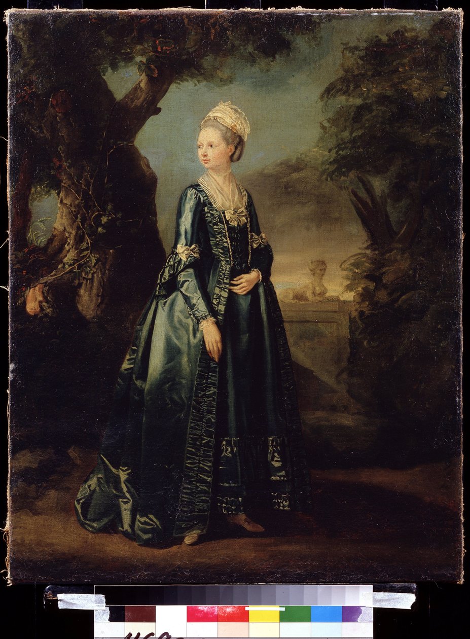 "Porträtt av en dam i en trädgård eller porträtt av storhertiginnan Natalia" (Lady in a Garden (Porträtt av storhertiginnan Natalia) Porträtt av storhertiginnan Natalia Alekseevna (eller Alekseevna) (1755-1776) (Wilhelmina Louisa av Hessen -Darmstadt ( Hes av Pierre Etienne Falconet