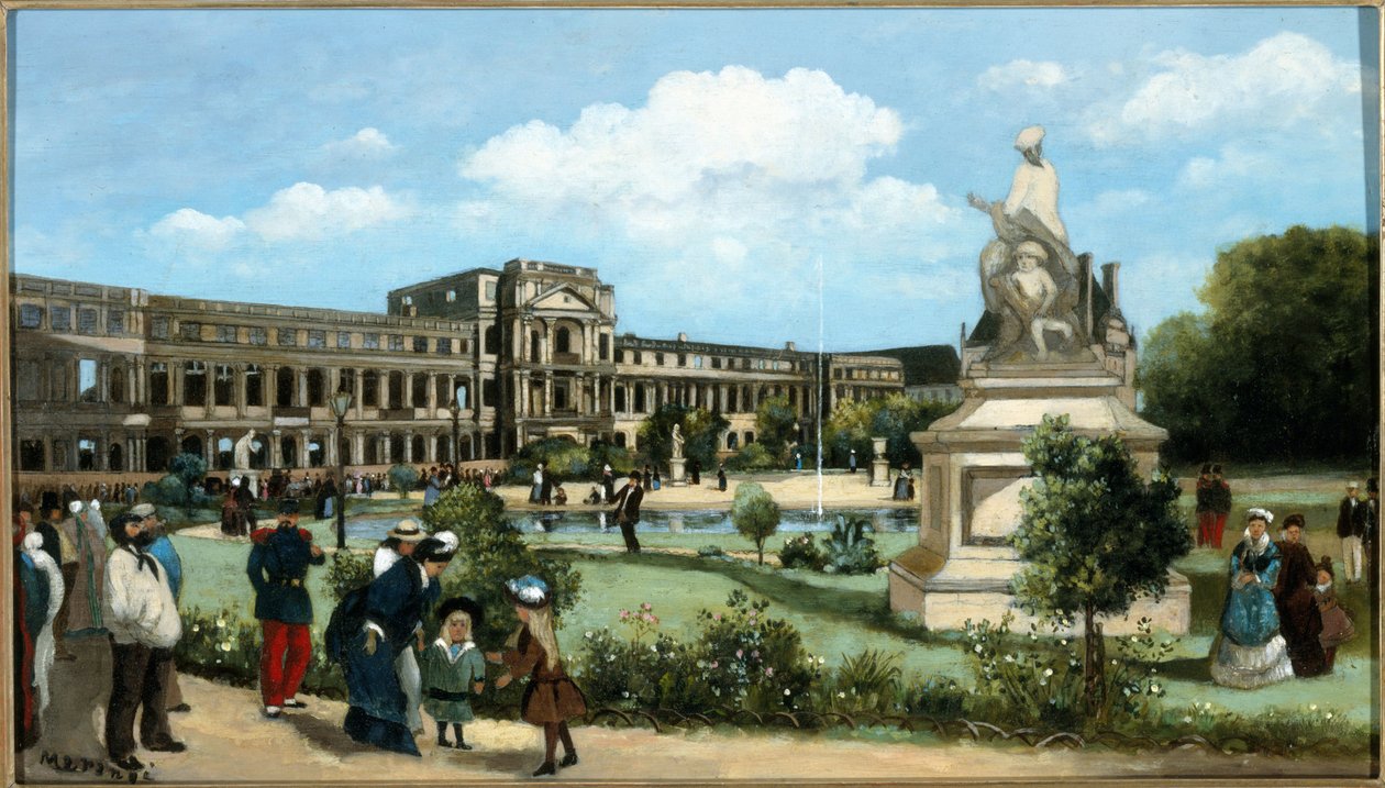 Ruinerna av Tuileriespalatset, efter branden 1871, ca 1880 (olja på trä) av Pierre François Marangé