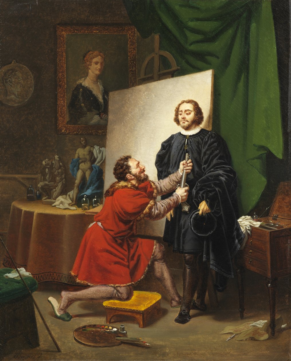 Pietro Aretino i Tintorettos studio, 1822 av Pierre Nolasque Bergeret