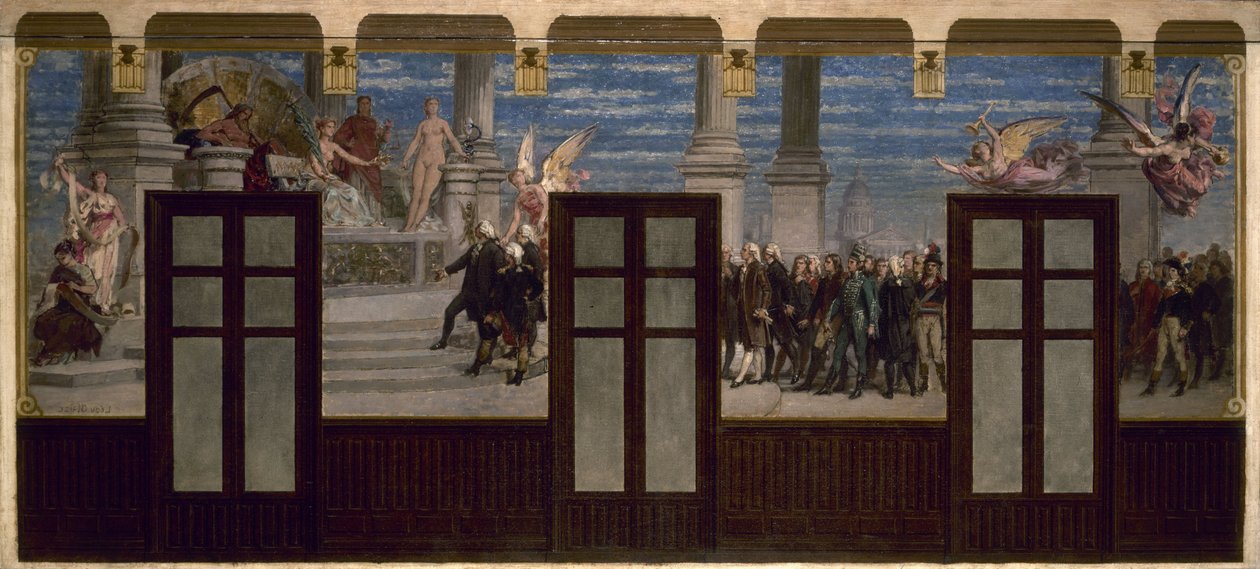 Skiss till stadshuset i 20:e arrondissementet: Revolutionens stora män inför eftervärldens domstol av Pierre Paul Lêon Glaize