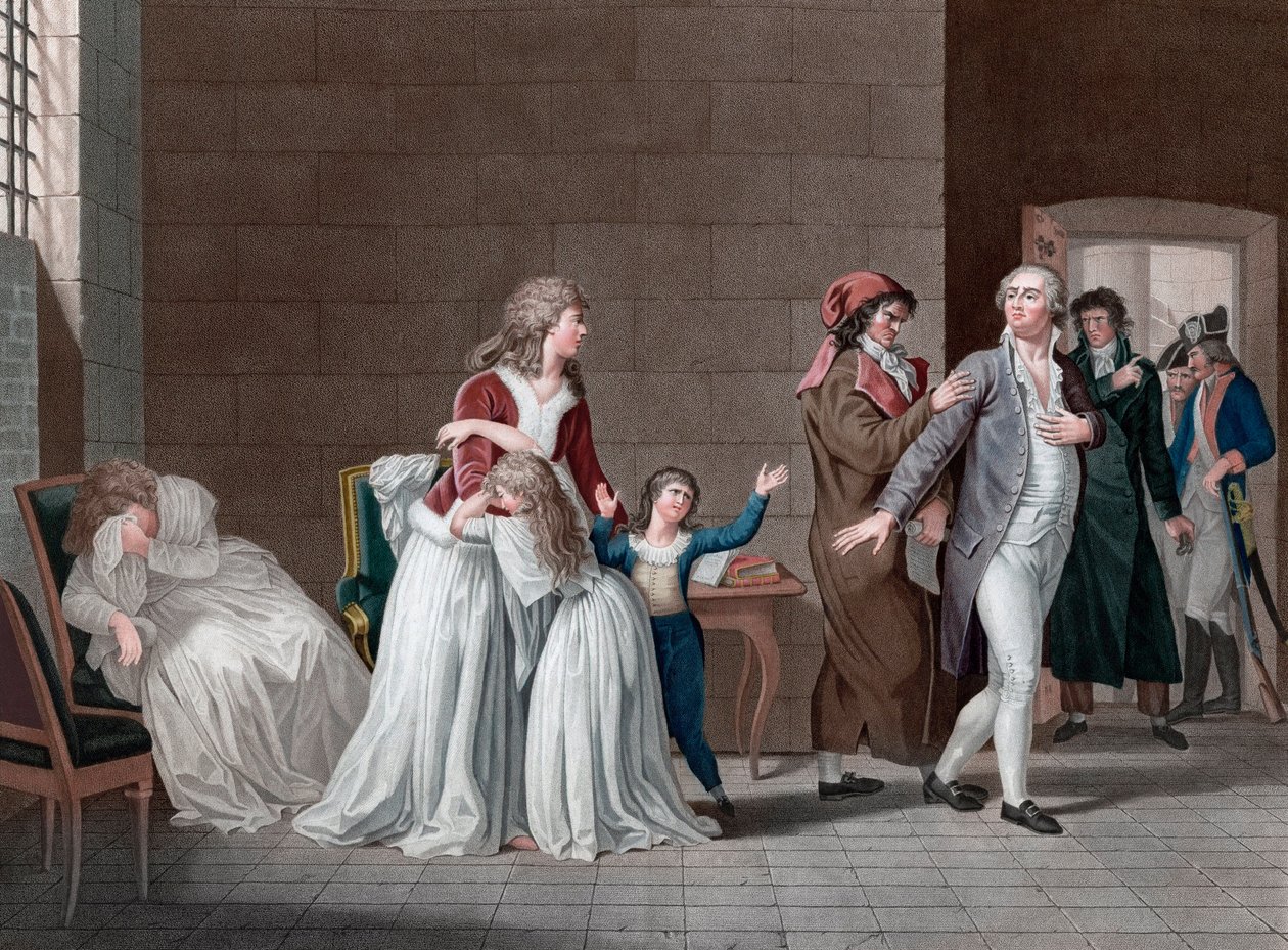 Separation av kung Ludvig XVI av Frankrike (1754-1793, från hans familj). Paris, Temple-fängelset, den 20 januari av Pierre (after) Bouillon
