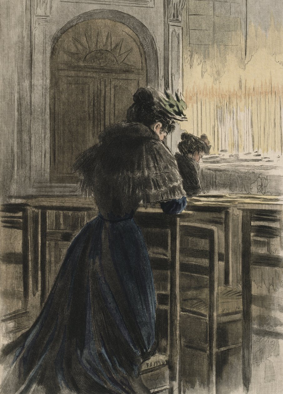 Andakter i kyrkan, illustration från 