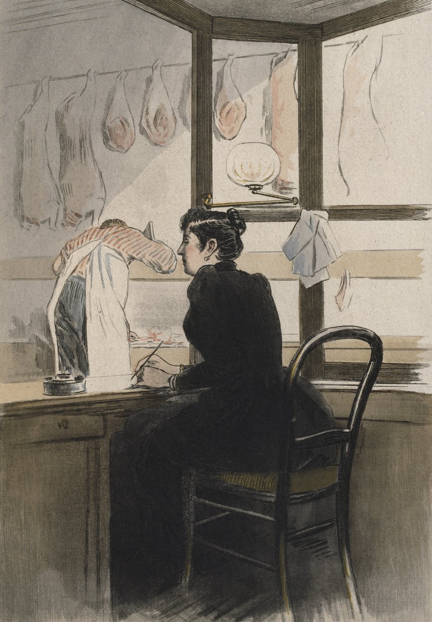 Kassörskan hos slaktaren, illustration från 