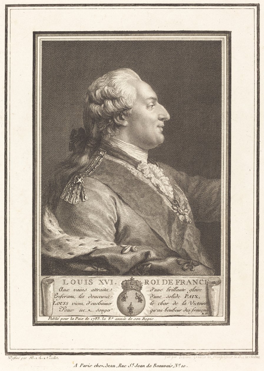 Ludvig XVI, kung av Frankrike av Pierre Adrien Le Beau after Benedict Alphonse Nicolet