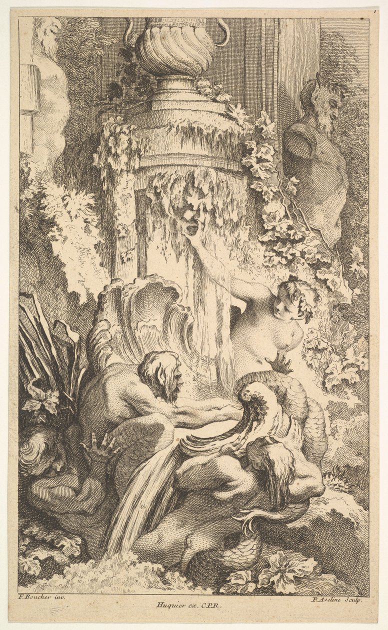 Naiades, Tritons och Priaps bad, 1736. av Pierre Alexandre Aveline