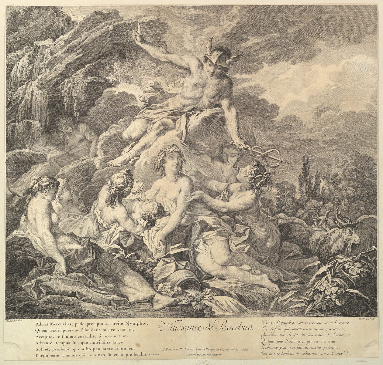 Naissance de Bacchus Bacchus födelse, 1700-talet. av Pierre Alexandre Aveline