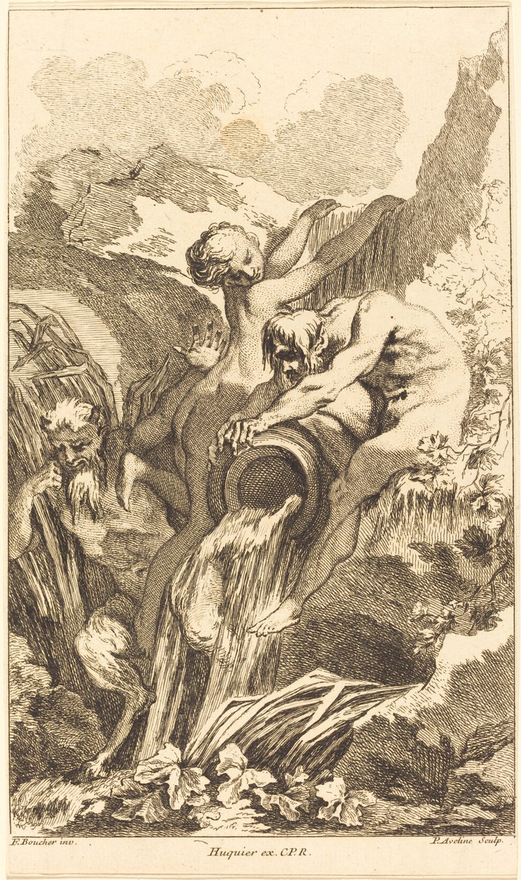 Satyr, nymf och flodgud, 1736 eller efter. av Pierre Alexandre Aveline