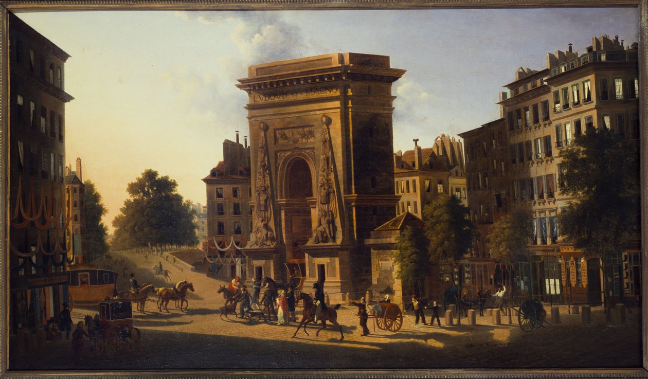 La Porte Saint-Denis, 2:a arrondissementet, mellan 1810 och 1830 (olja på duk) av Pierre Alexandre Pau de Saint Martin