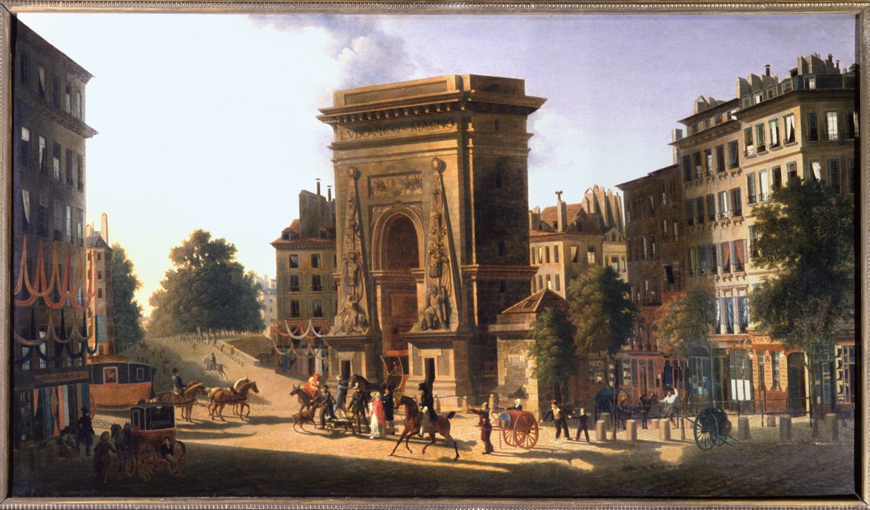 Boulevard du Temple och Porte Saint Denis, Paris, ca 1810 (målning) av Pierre Alexandre Pau de Saint Martin