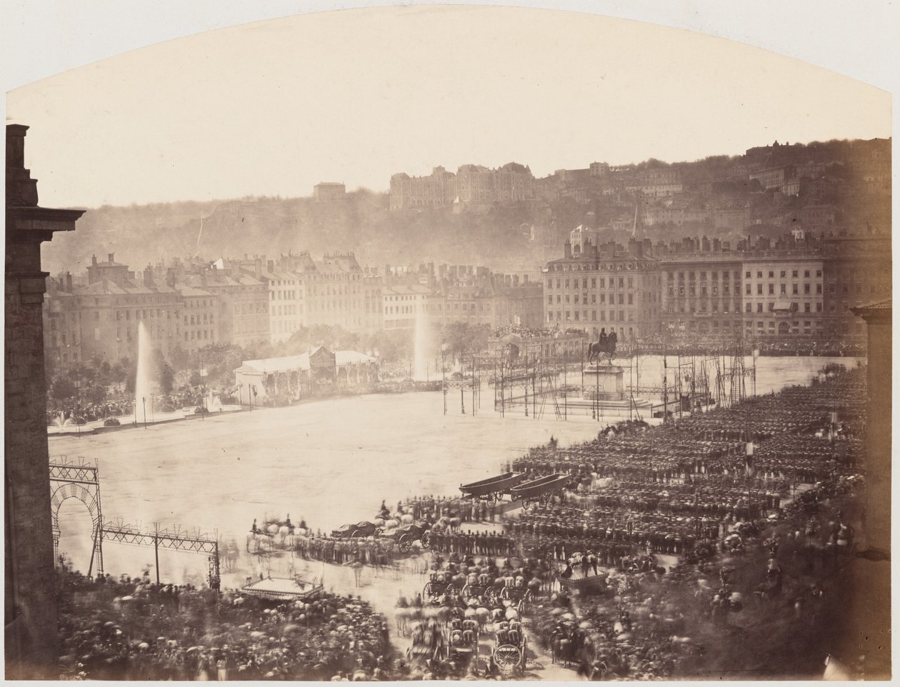 Samling av trupper för Napoleon III, Place Bellecour de Lyon,1860 (foto) av Pierre Ambroise Richebourg
