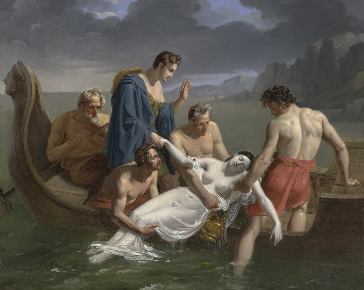 Sapphos död, 1819 av Pierre Antoine Augustin Vafflard