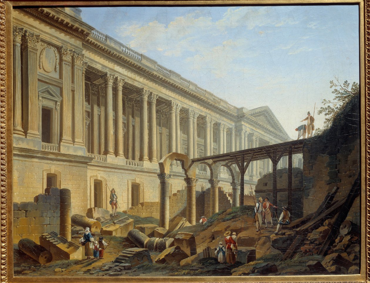 Degagering av Louvrens Colonnade Works utförd av Jacques Germain Soufflot. Målning av Pierre Demachy av Pierre Antoine Demachy