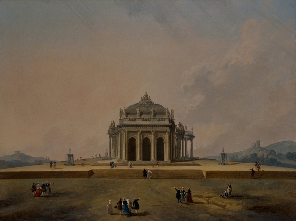 Fantastiska arkitekturstudier med figurer av Pierre-Antoine Demachy